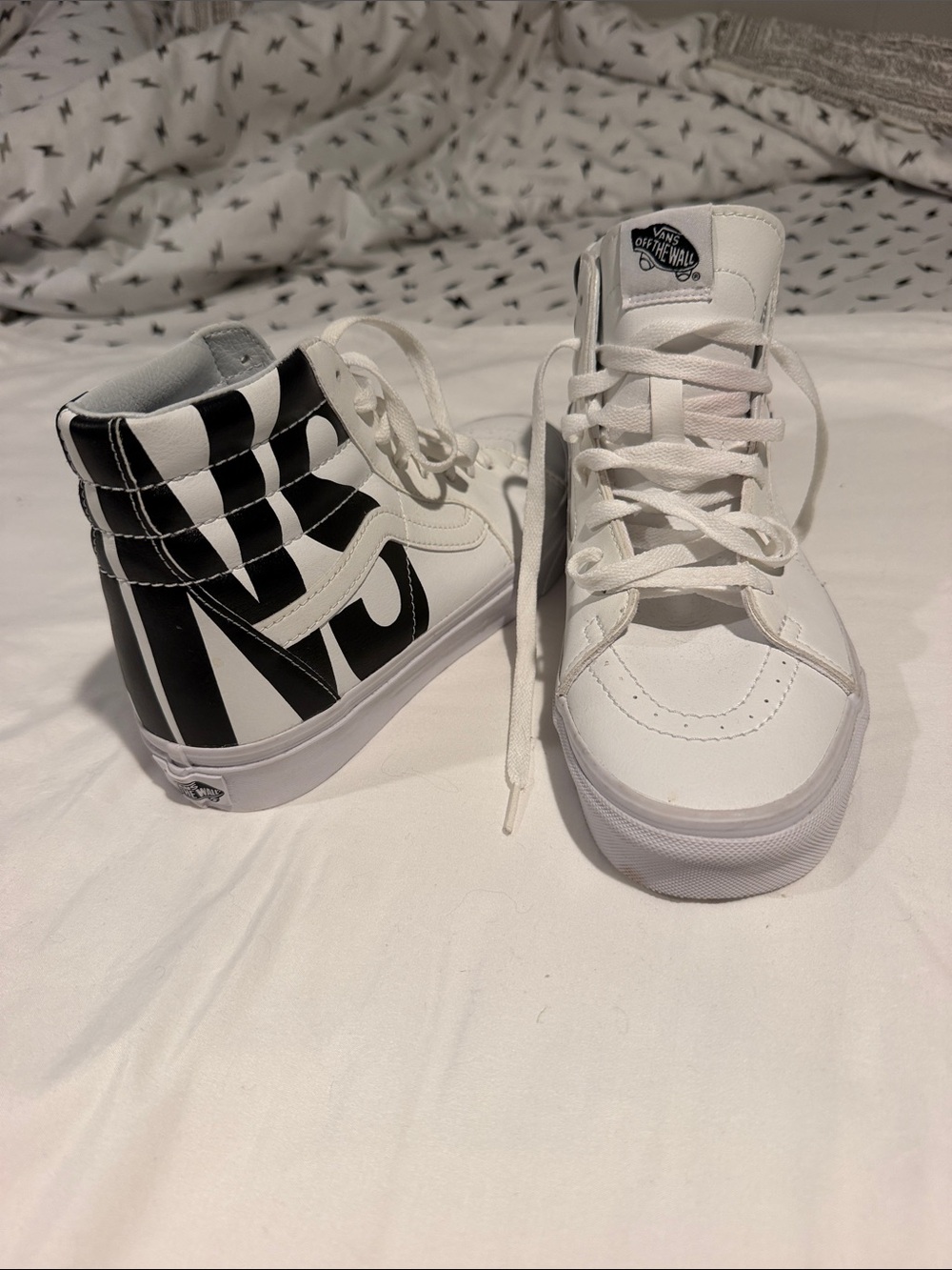 Vans White High-Top Skate Sneakers with Lace-Up